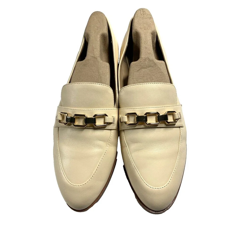 Ann Taylor Leather Chain Loafers Womens 9.5 Classic Preppy Dressy